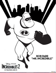 Hoja para colorear de Bob Parr The Incredibles2