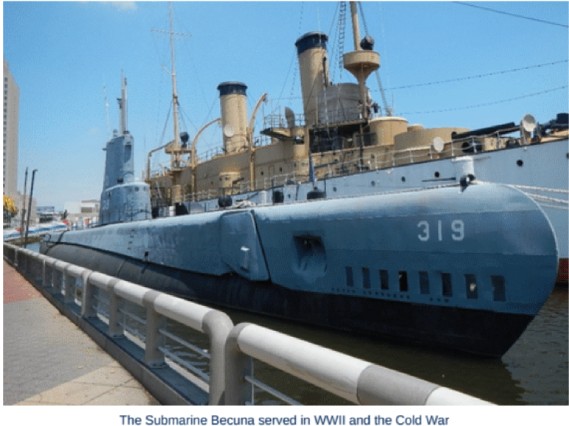 El submarino Becuna que se uso en la segunda guerra mundial y la guerra fria.